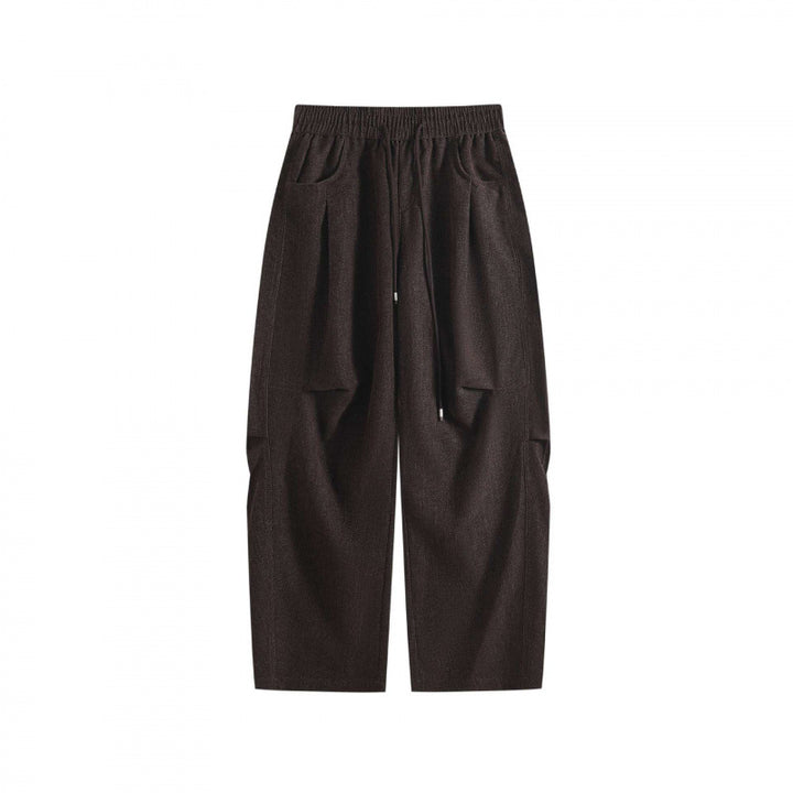 Women's Wide High-Waist Trousers with Drawstring and Large Patch Pockets Mune Fashion