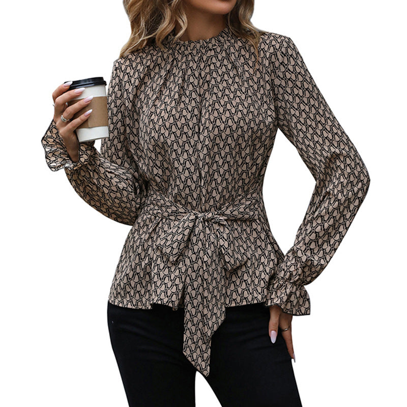 Women's Elegant Blouse with Waist Belt Mune Fashion