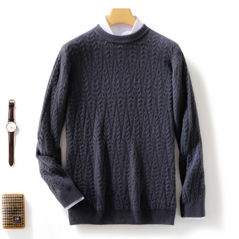 Men's premium cable knit sweater with round neck and merino blend Mune Fashion