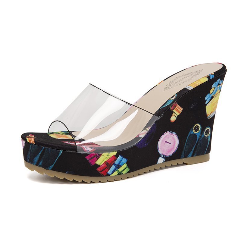 Women's Nan PVC Belts Wedge Sandals with Floral Printed Wedge Sole and Ergonomic Comfort Footbed Mune Fashion
