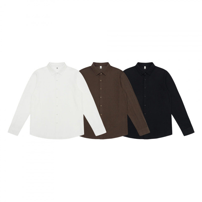 Men's fine cotton shirt with Kent collar, full button placket and rounded hem Mune Fashion