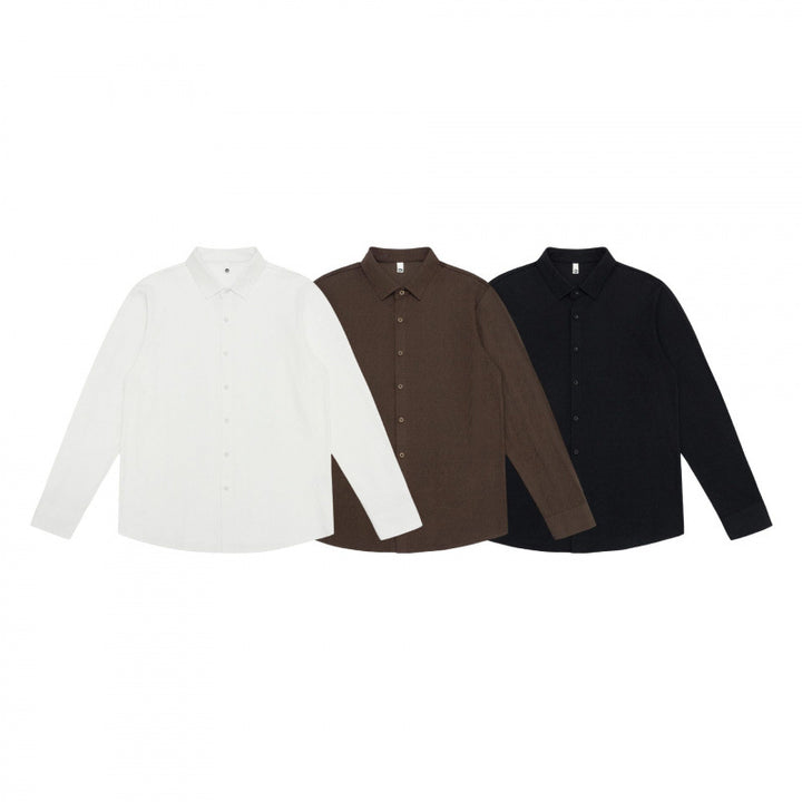 Men's fine cotton shirt with Kent collar, full button placket and rounded hem Mune Fashion