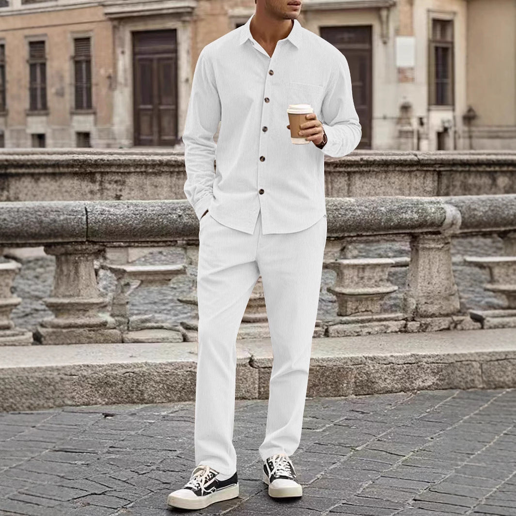 Men's Elegant Leisure Suit with Stylish Shirt and Comfortable Pants Mune