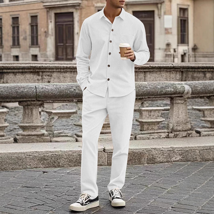 Men's Elegant Leisure Suit with Stylish Shirt and Comfortable Pants Mune