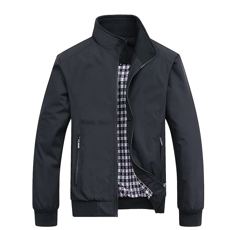 Men's Urban Stand-Up Collar Blouson made of wind-resistant softshell with checkered thermal lining Mune Fashion