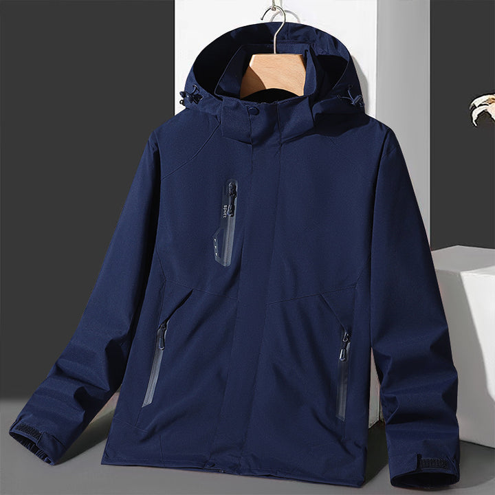 Men's softshell windbreaker with hood, waterproof zippers, and adjustable hem Mune Fashion