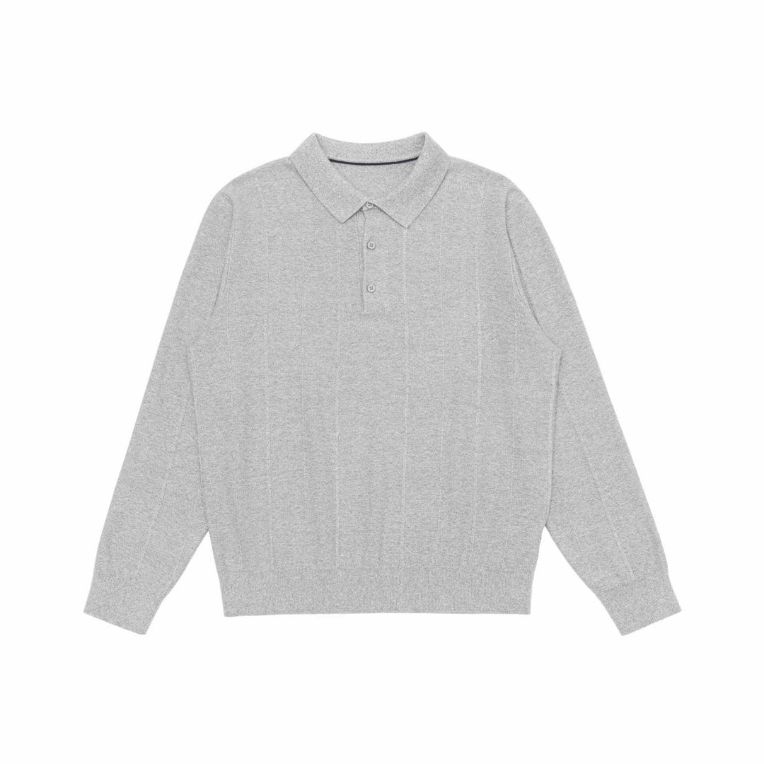 Unisex fine structure polo knitted sweater with shirt collar and ribbed hem Mune Fashion