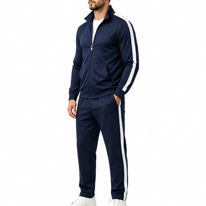 Men's Sport Tracksuit Set with Contrast Stripes, Zip Jacket and Jogging Pants Mune Fashion