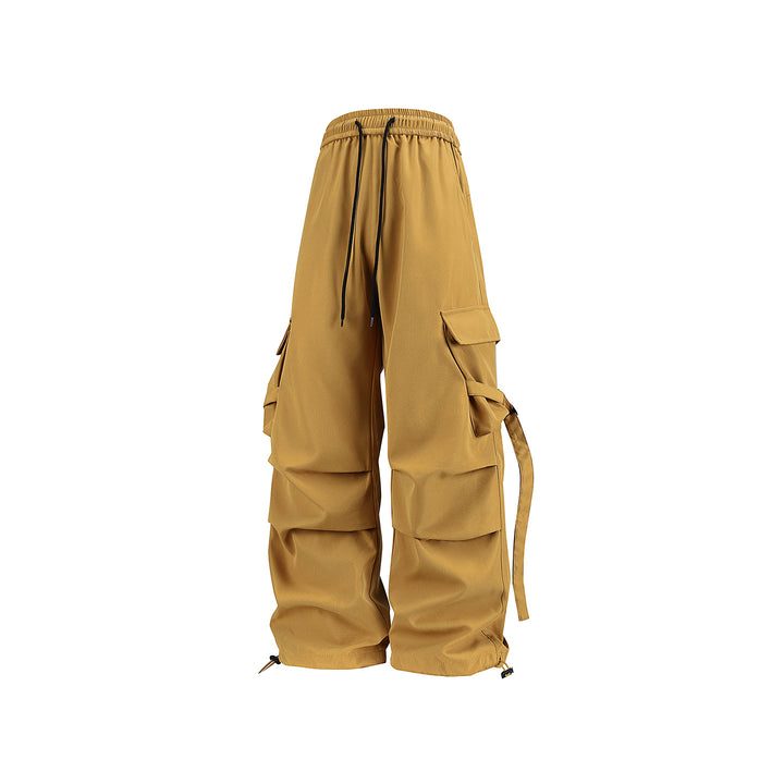 Herren Baggy‑Cargo‑Hose mit modularen Klappfächern, Band‑Details und Kordelbund Mune Fashion