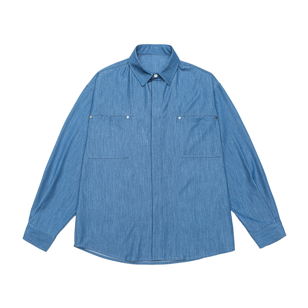 Men's overshirt made from heavy twill quality with concealed placket and chest pockets Mune Fashion