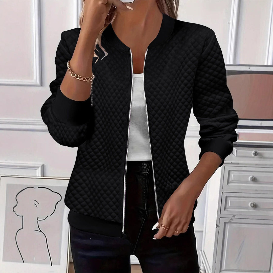Ladies quilted bomber jacket with zipper and ribbed cuffs Mune Fashion