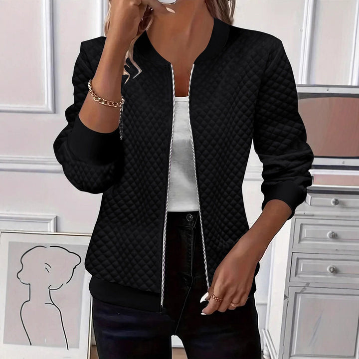 Ladies quilted bomber jacket with zipper and ribbed cuffs Mune Fashion