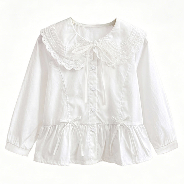 Girl's blouse with romantic lace collar and flounce Mune Fashion