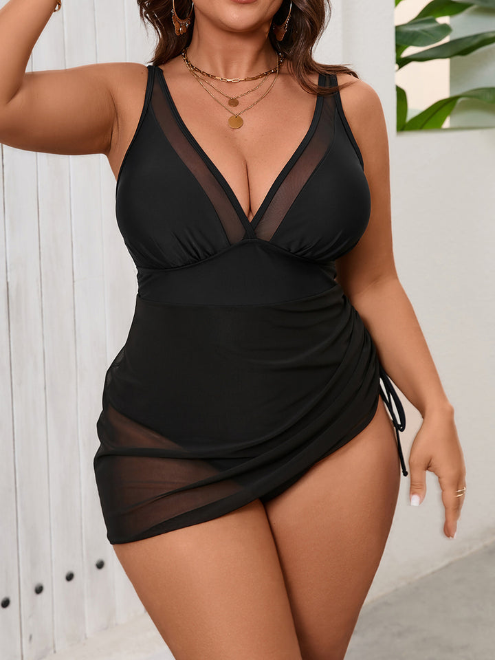 Women's swimsuit with deep V-neckline and transparent inserts Mune Fashion