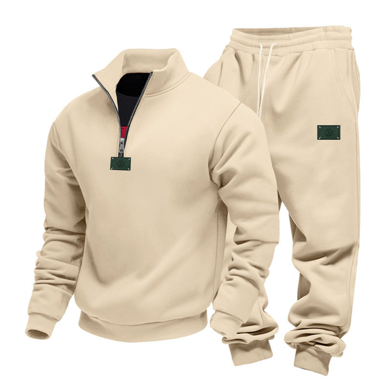 Men's comfortable half-zip sweat set with tapered joggers and elastic drawstring Mune Fashion