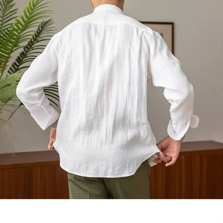 Men's Long Sleeve Shirt with Stand Collar Mune Fashion