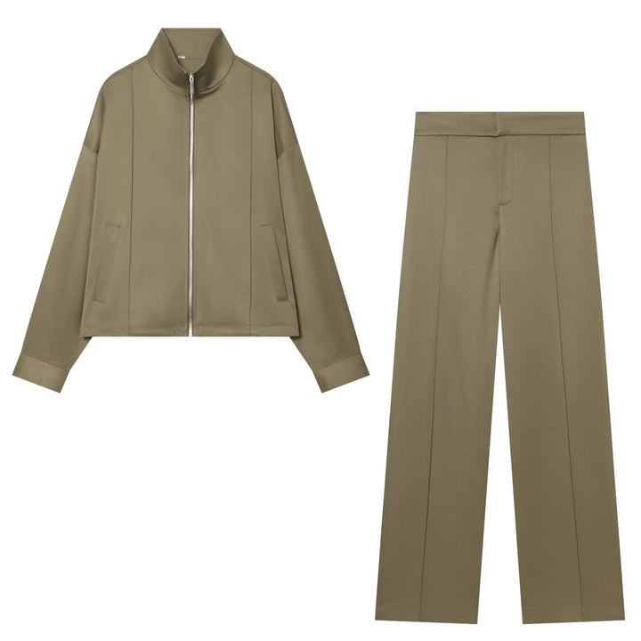 Women Cropped Boxy Transitional Jacket with Funnel Collar and Full-length Zip Mune Fashion