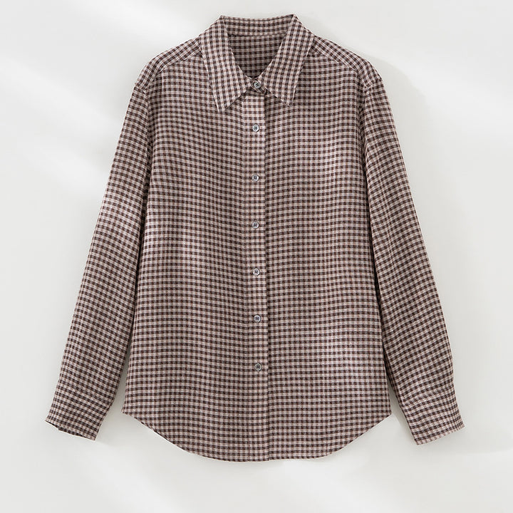 Women Checked Oversized Shirt Blouse with Continuous Button Placket Mune Fashion