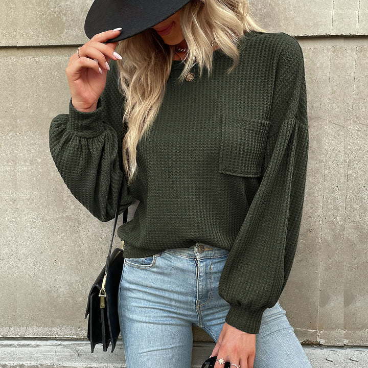 Women Casual Sweater with Balloon Sleeves Mune Fashion