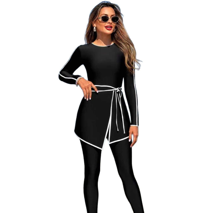 Women’s stylish long sleeve swimsuit with wrap skirt Mune Fashion