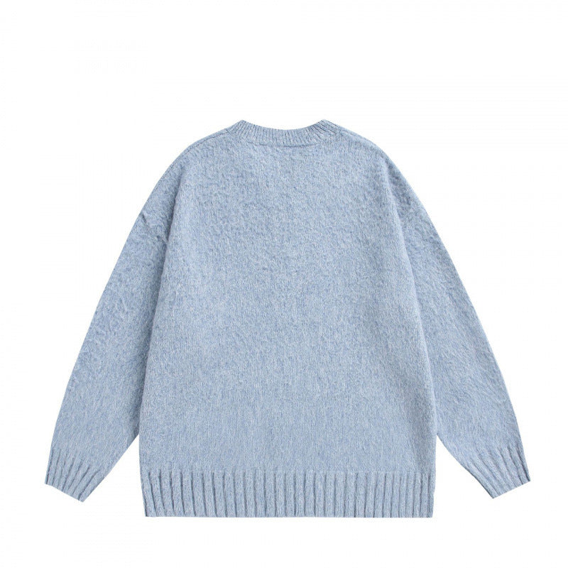 Unisex Oversize Fleece Sweater with V-Slit Collar and Boucle Look Mune Fashion