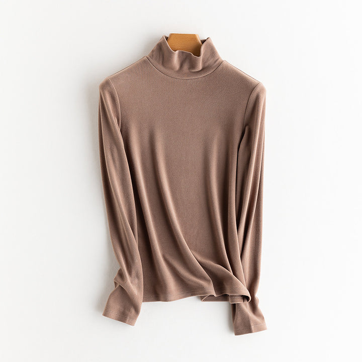 Ladies Fine Long Sleeve Shirt with Stand-up Collar made of Stretch Jersey, Body-hugging Silhouette Mune Fashion