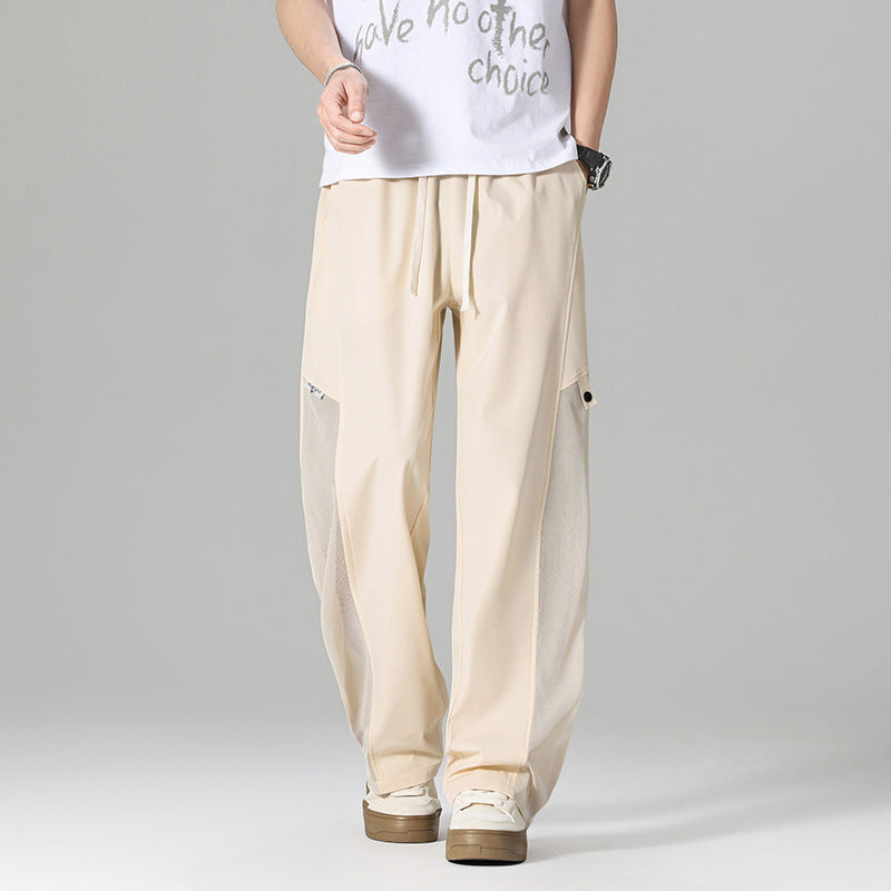 Men's leisure pants with mesh details