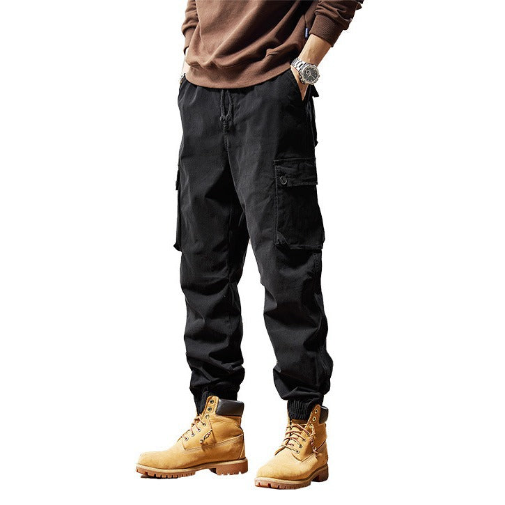 Men's Utility Cargo Pants in Jogger Style with Elastic Waist and Multiple Pockets Drune