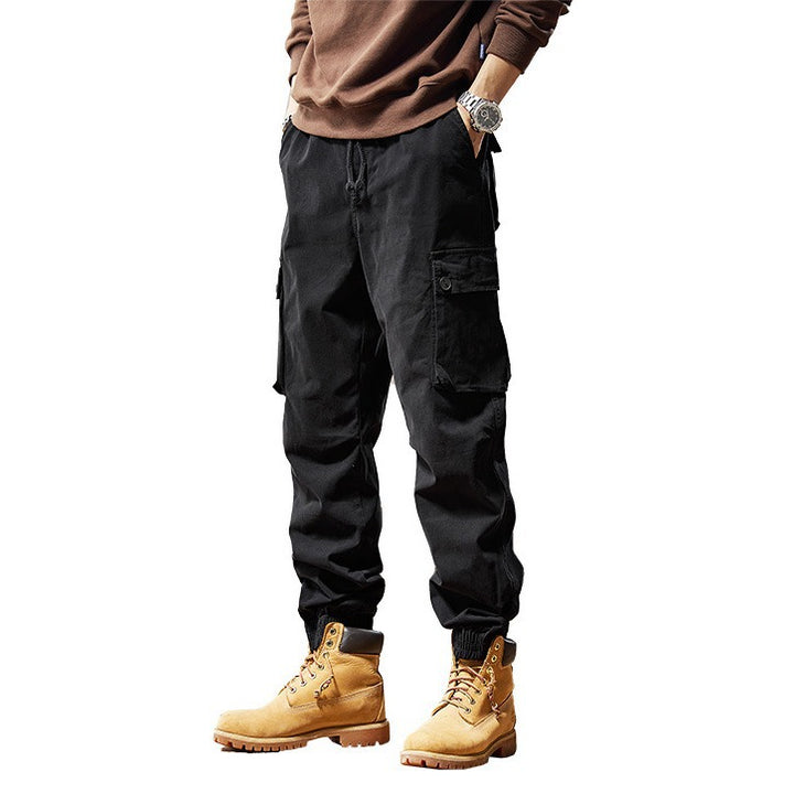 Men's Utility Cargo Pants in Jogger Style with Elastic Waist and Multiple Pockets Drune
