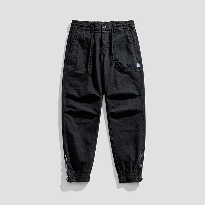 Men's Relaxed-Fit Canvas Cargo Jogger with elastic drawstring waistband, patch front pockets and zipper cuffs Mune Fashion