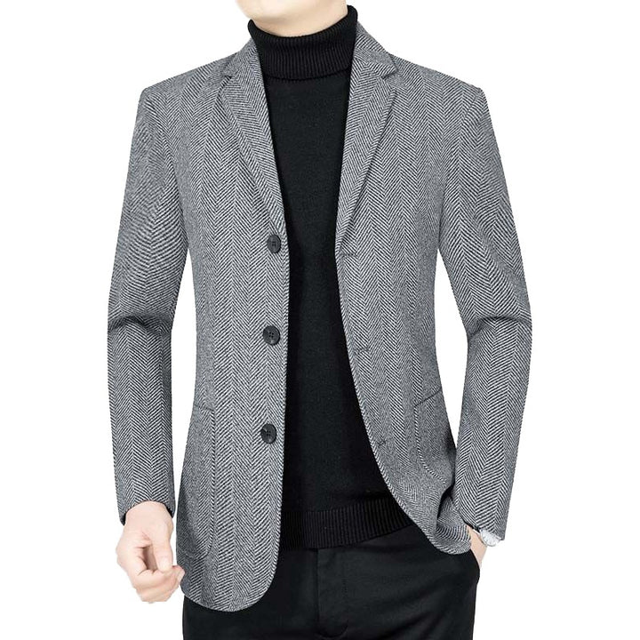 Men's slim-fit herringbone blazer made from textured wool blend Mune Fashion Mune Fashion