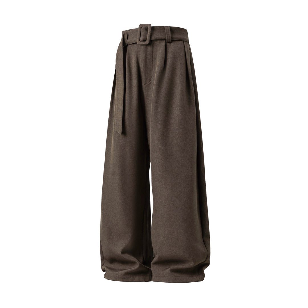 Women's Wide High-Waist Palazzo Pants with Pleats and Tie Belt Mune Fashion