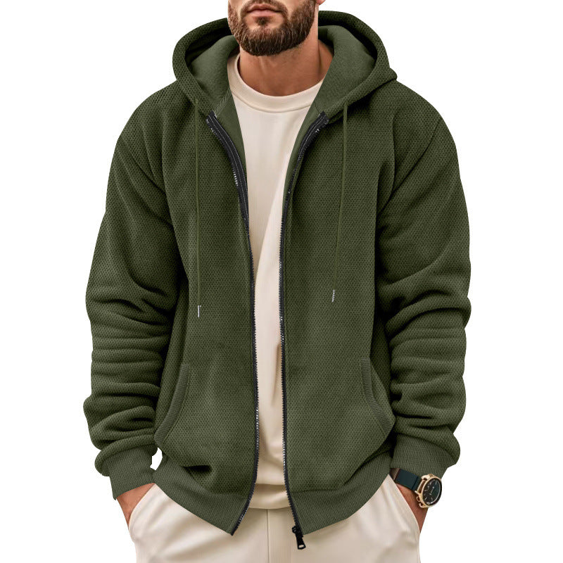 Men's Structured Hoodie Sweatshirt with Full Zip, Side Pockets and Ribbed Cuffs Mune Fashion