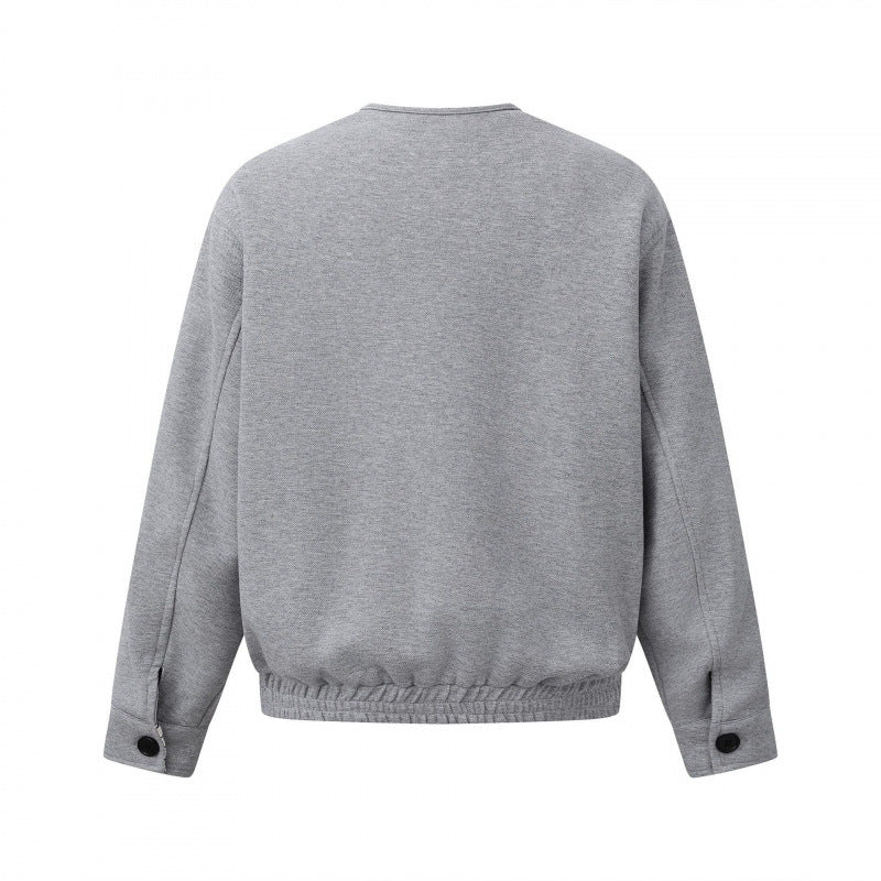 Men's short jacket without collar with striped inner lining and elastic hem Mune Fashion