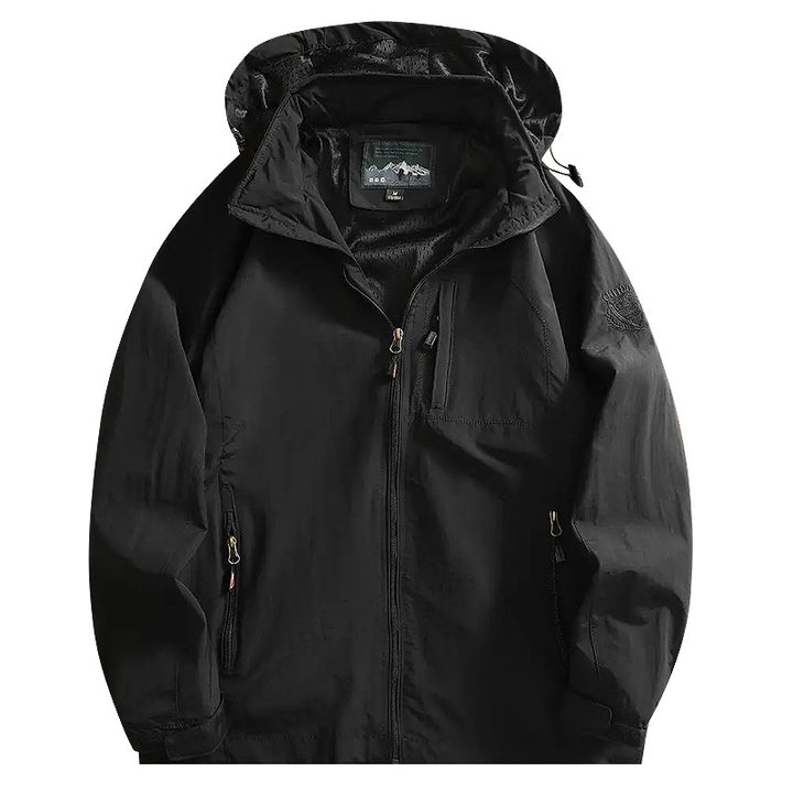 Men's nano lightweight wind and water-repellent hooded jacket with concealed chest zipper pocket Mune Fashion