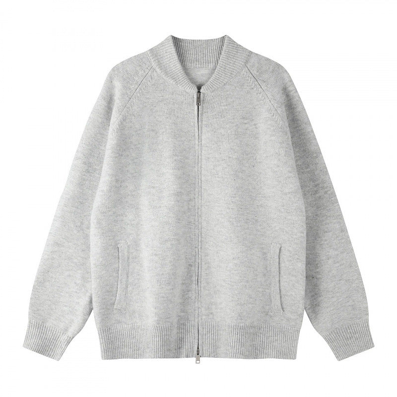 Unisex locker-cut fine-knit zip jacket with two-way zipper and ribbed cuffs Mune Fashion