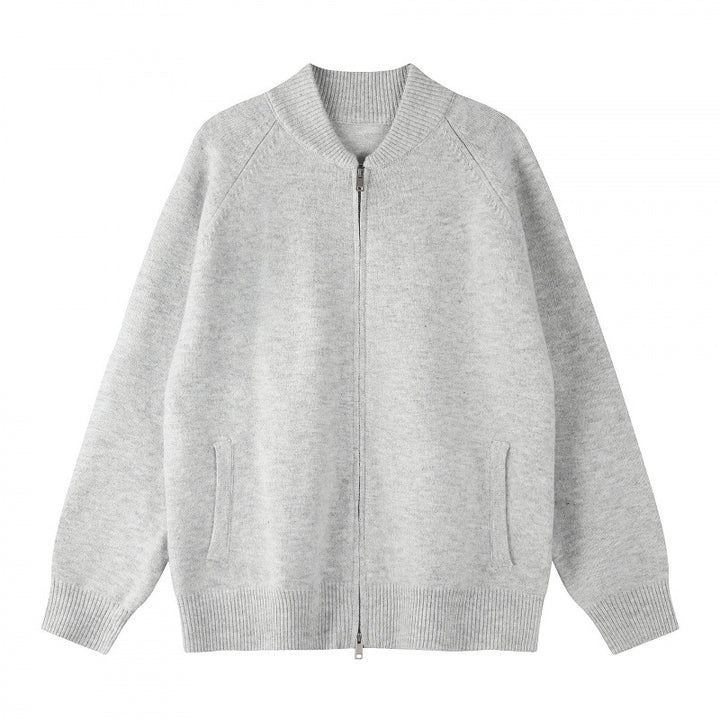 Unisex locker-cut fine-knit zip jacket with two-way zipper and ribbed cuffs Mune Fashion