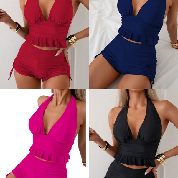 Women Retro Bikini Set with Ruffle Details Mune Fashion
