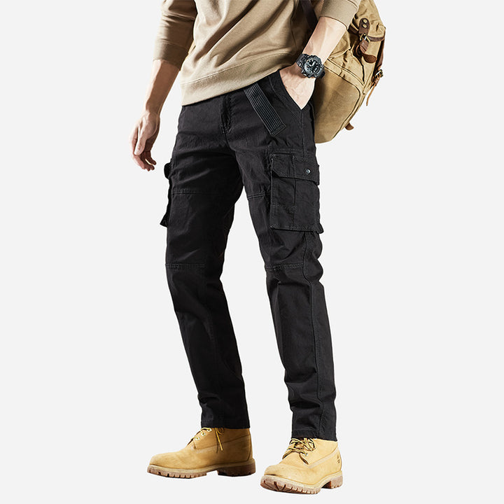 Men's Multifunctional Canvas Cargo Pants with Knee Pleats and Multiple Pockets Mune Fashion