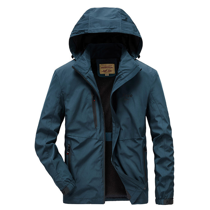 Men's Waterproof Softshell Jacket with Hood and Fleece Lining, Windproof and Breathable Mune Fashion