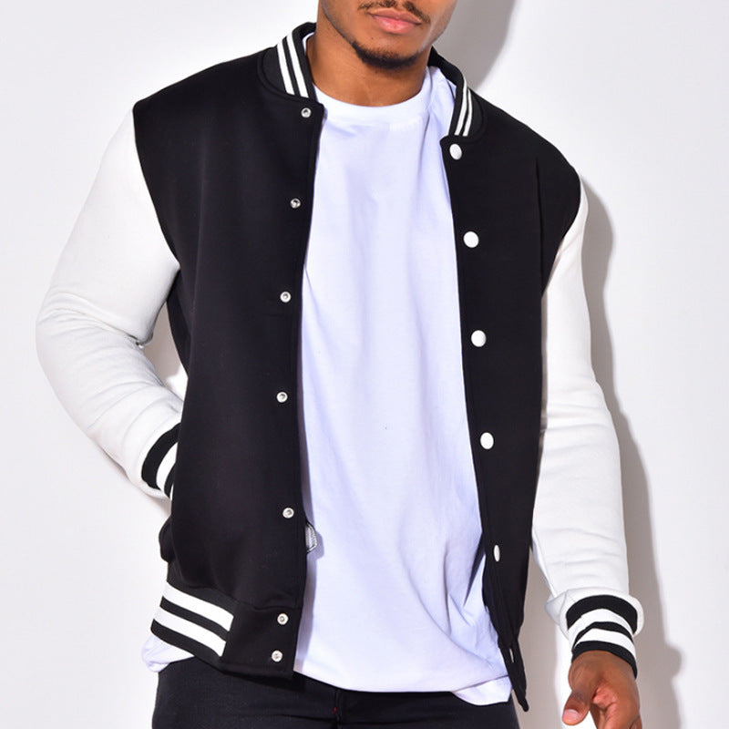 Men's Nano Retro Sports Bomber Jacket with Press Button Placket, Contrast Sleeves and Ribbed Cuffs Mune Fashion