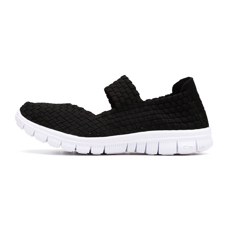 Ladies nan elastic Mary Jane strap comfort shoe with woven stretch upper material and flexible light sole Mune Fashion