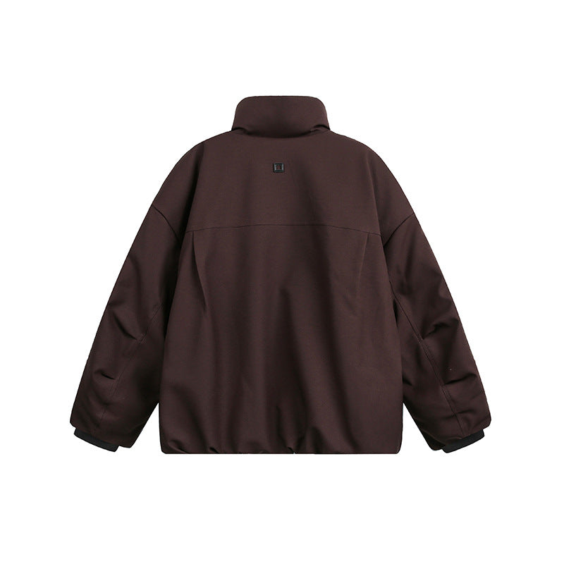 Unisex Wide Cut Utility Fleece Jacket with Stand-Up Collar and Multiple Zipper Pockets Mune Fashion