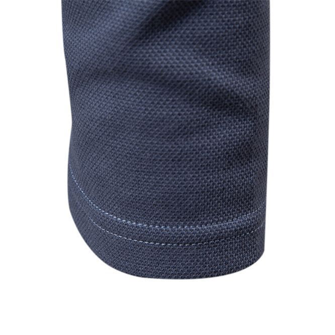 Men's long-sleeved polo shirt with open V-neck, slim fit and tone-on-tone collar embroidery Mune Fashion
