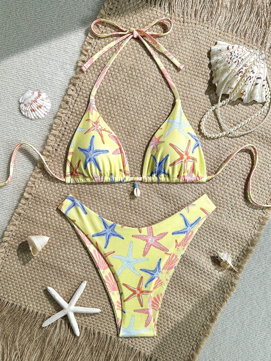 Women's triangle bikini with maritime star pattern Mune Fashion