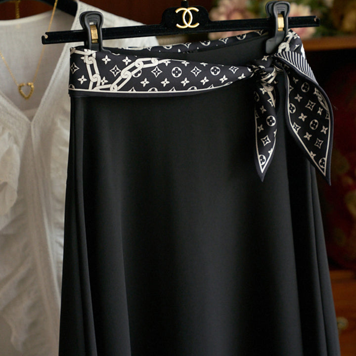 Women's Elegant Midi Skirt with Adjustable Belt Mune Fashion