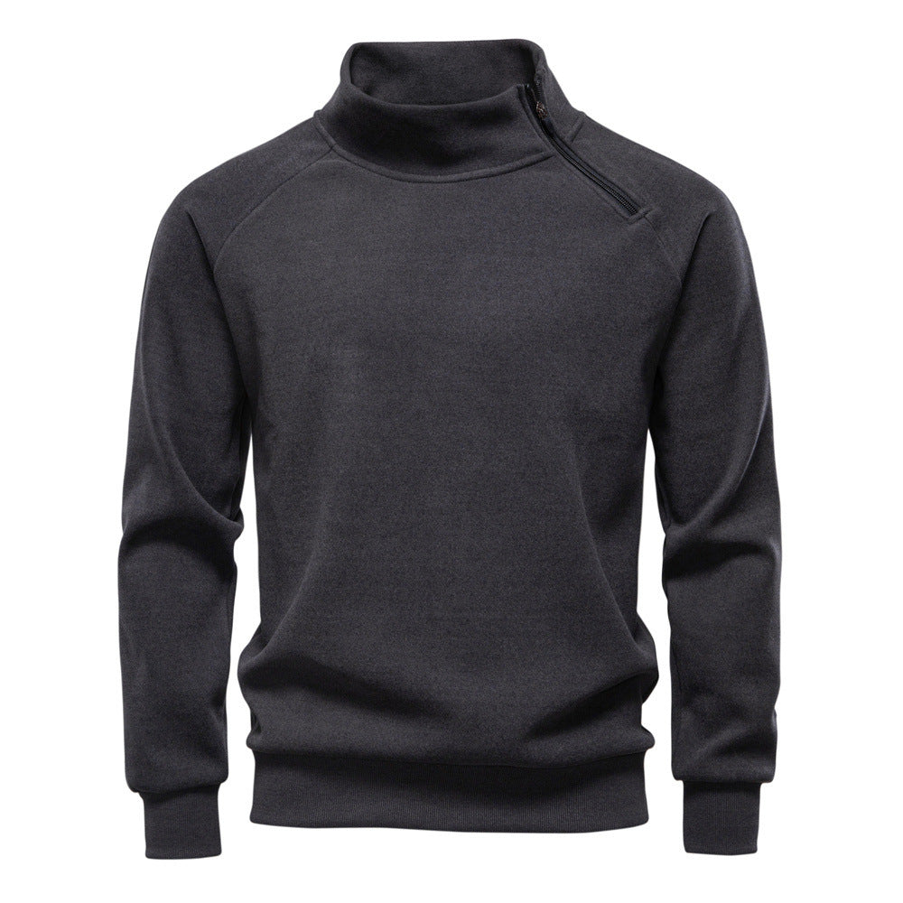 Men's stand-up collar sweater with asymmetric shoulder zipper and raglan sleeves Mune Fashion