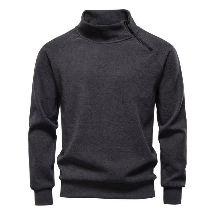 Men's stand-up collar sweater with asymmetric shoulder zipper and raglan sleeves Mune Fashion