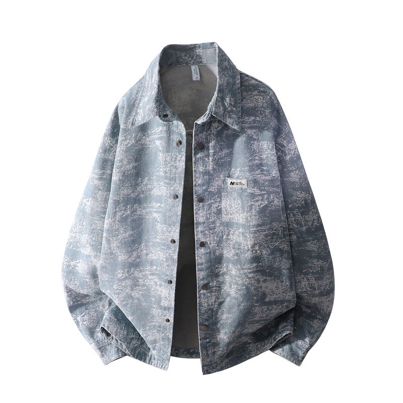 Men's Oversized Denim Shirt Jacket with Washed Effect, Chest Pocket & Snap Button Placket Mune Fashion