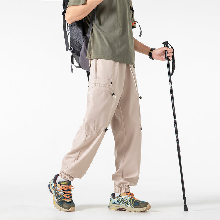 Men's Technical Cargo Jogging Pants with Elastic Tunnel Drawstring Waist and Multifunctional Flap Pockets Mune Fashion